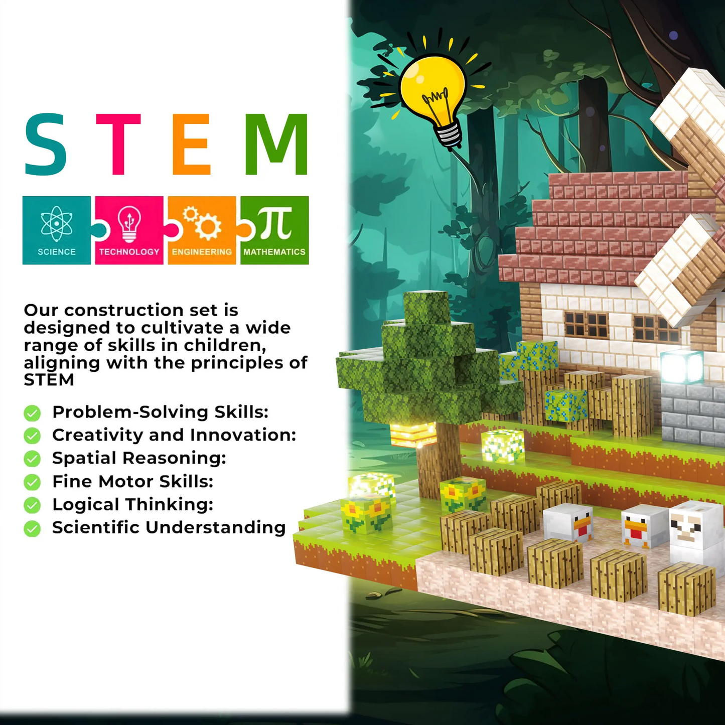 LAKEMID 188Pcs Magnetic Building Blocks Set with Light-Up Modules