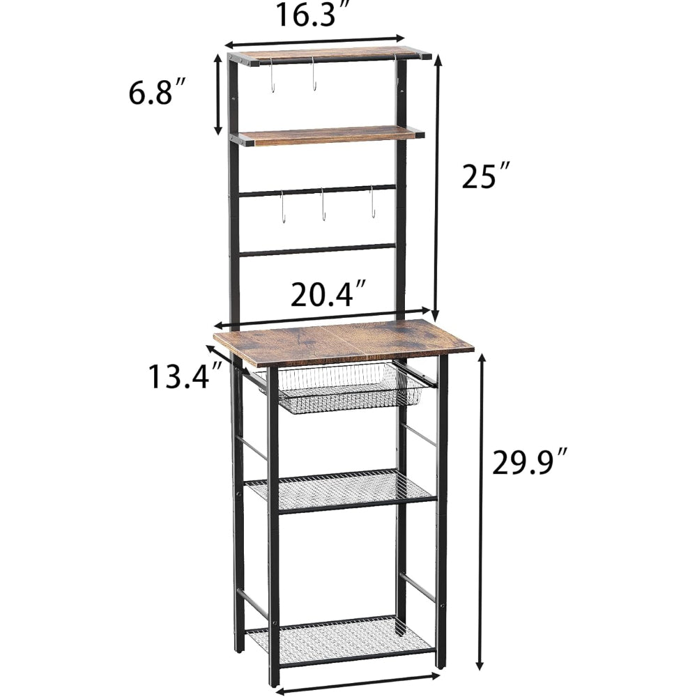 LAKEMID Kitchen Bakers Rack 6-Tier Coffee Bar Station Microwave Stand with Storage