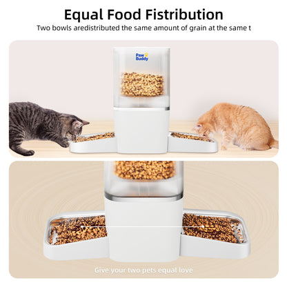 Automatic Cat Feeder 2 Cats with Slow Feed: Dual Automatic Dog Feeder with 5G WiFi, Cat Food Dispenser with APP Control for Multiple Pets, Detachable for Easy Clean,Large Food Storage-29 Cup