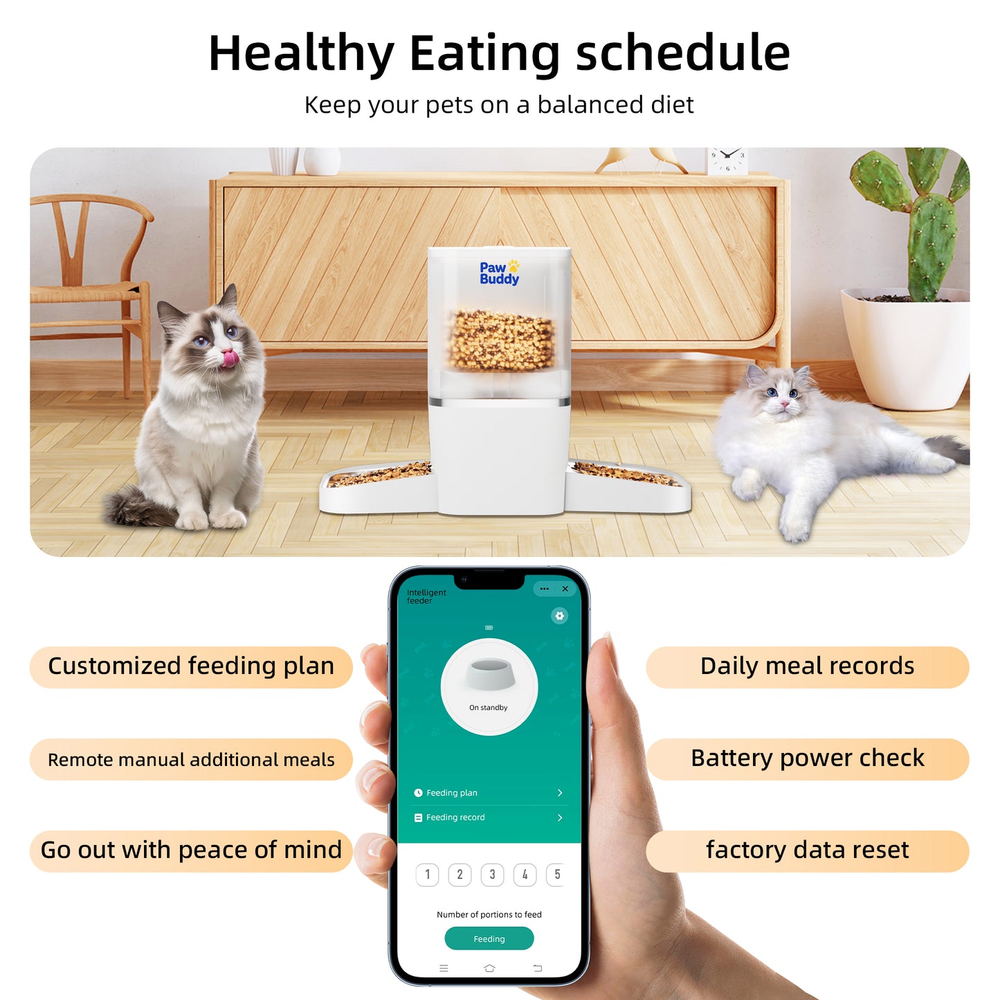 Automatic Cat Feeder 2 Cats with Slow Feed: Dual Automatic Dog Feeder with 5G WiFi, Cat Food Dispenser with APP Control for Multiple Pets, Detachable for Easy Clean,Large Food Storage-29 Cup