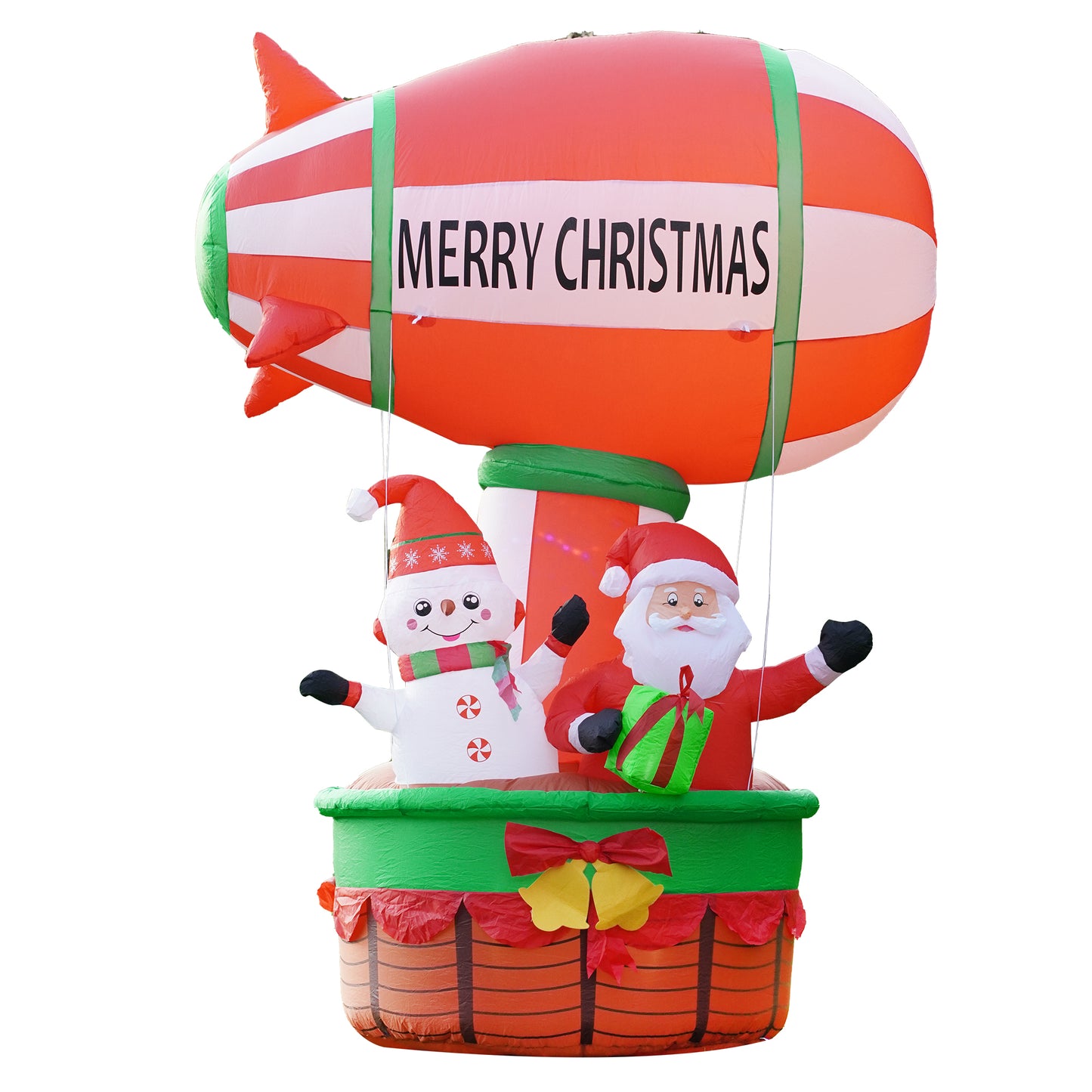 LAKEMID Christmas Inflatable Train Set Santa Snowman Penguin LED Lights