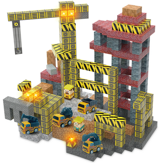 LAKEMID 136-Piece Magnetic Building Blocks with Light-Up Modules