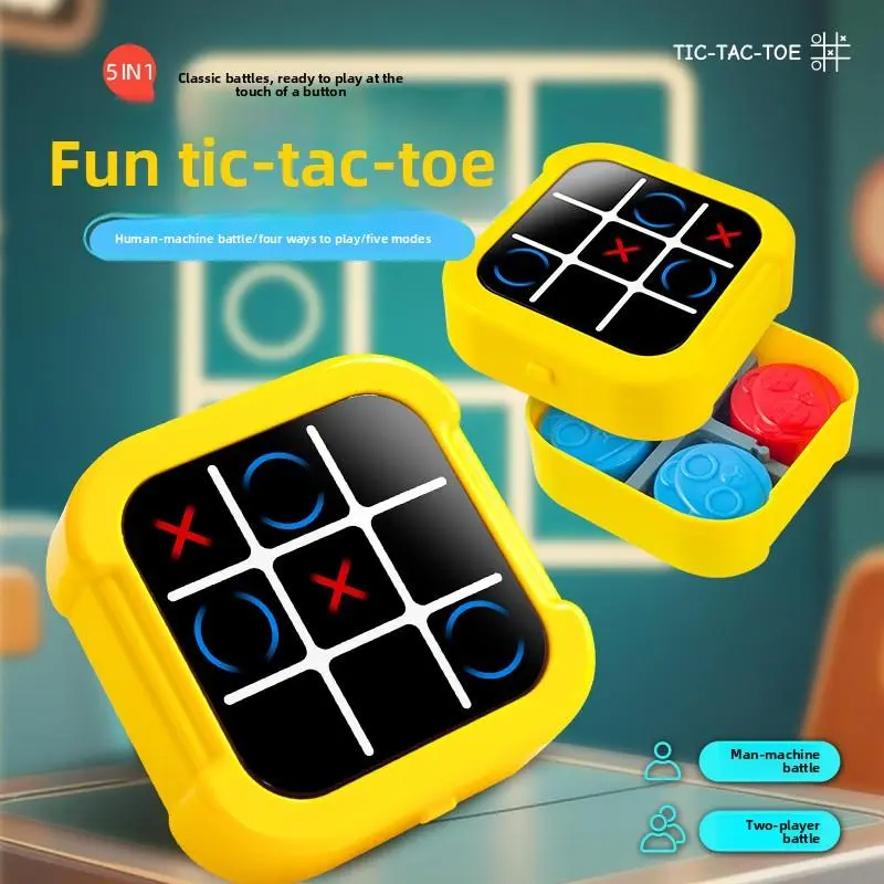 LAKEMID 5-in-1 Electronic Tic Tac Toe Game Portable Educational Toy Gift