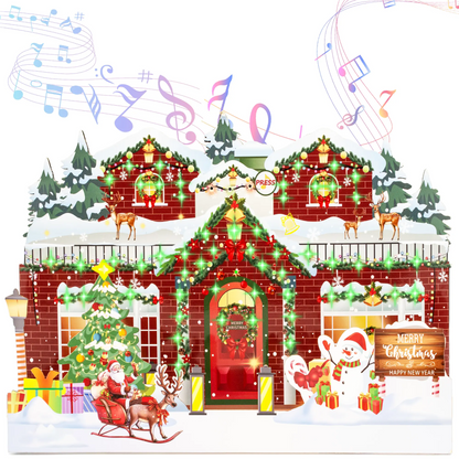 LAKEMID Christmas Greeting Cards 3D Pop-Up Musical Lights 3 Melodies Flashing