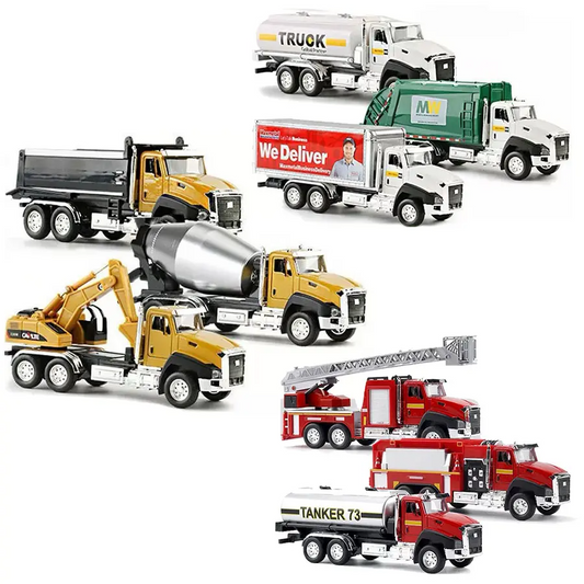 LAKEMID 3-in-1 Die-Cast Metal Model Car Set 1:50 Scale Construction Vehicles