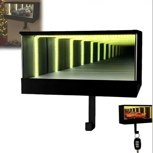 LAKEMID Mirrored Garage Keychain Hanger 5.9in Race Car Hooks Wall Mount LED Lights