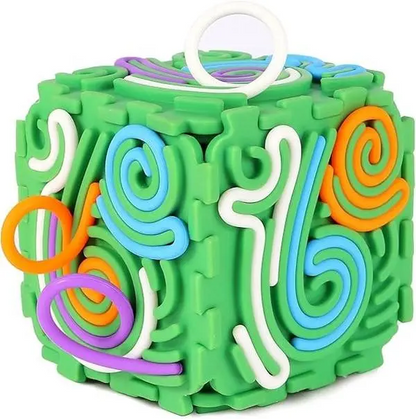 LAKEMID 3D Silicone 6-Sided Sensory Fidget Cube 20 Pull Strings