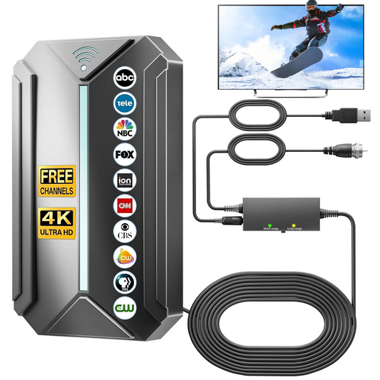 LAKEMID 4K Smart TV Antenna 360° Amplified HD Local Channels No Fees