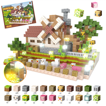 LAKEMID 188Pcs Magnetic Building Blocks Set with Light-Up Modules
