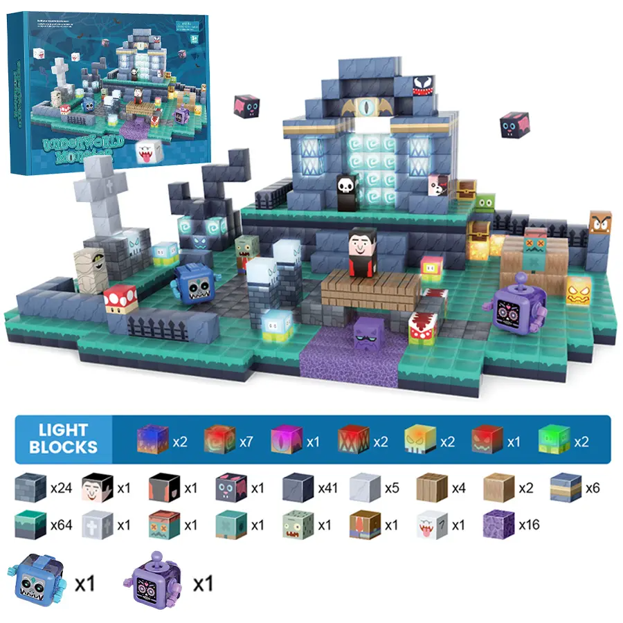 LAKEMID Magnetic Blocks Set with Light-Up Tiles for Kids Ages 4-8