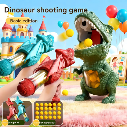 LAKEMID Dinosaur Shooting Toy Set Interactive Game Spray Sound Light Walkable Wheels