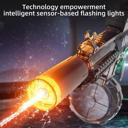 LAKEMID Fully Automatic Water Gun One-Button Activation Large Capacity Drum Tank Sensor Lights Long Range