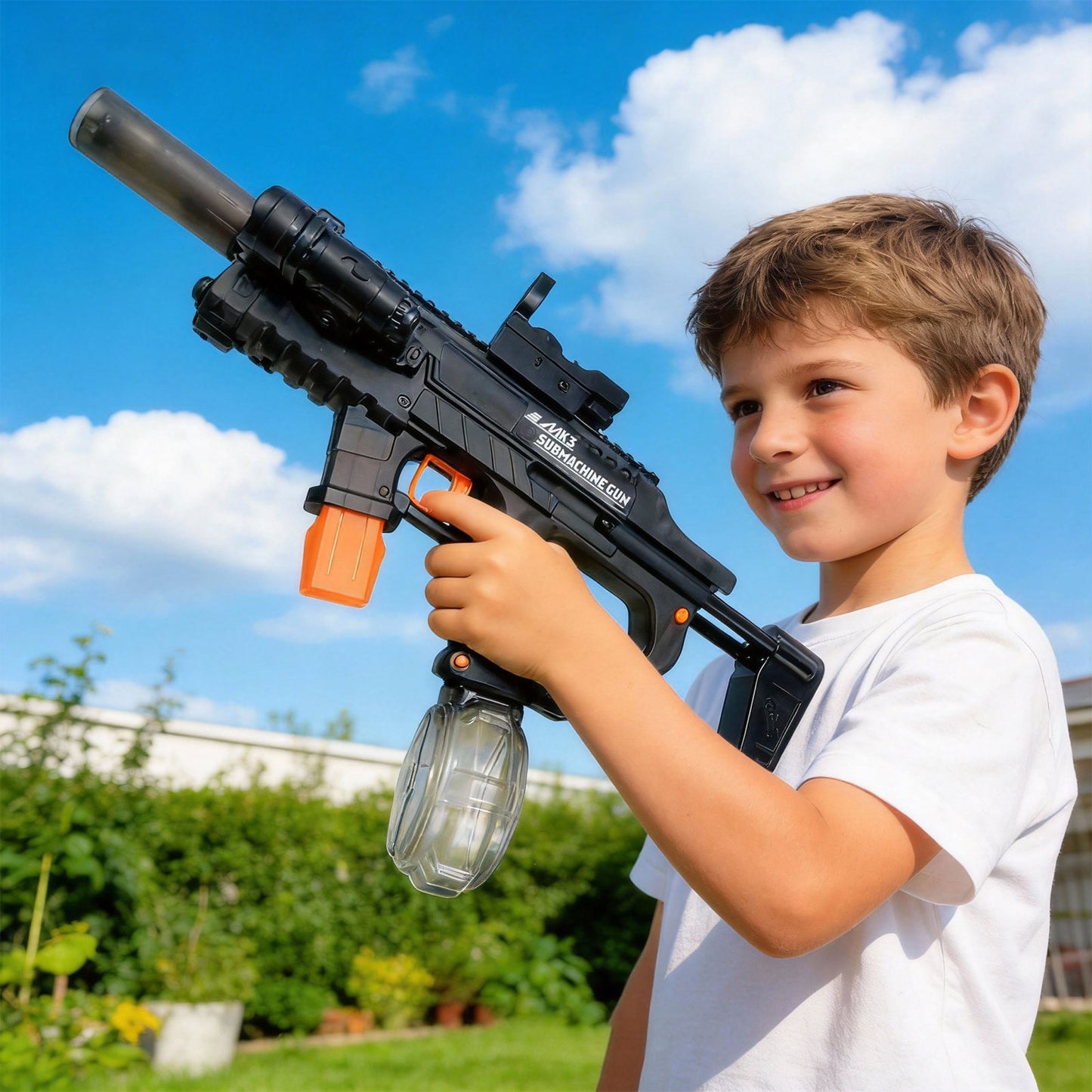 LAKEMID Fully Automatic Water Gun One-Button Activation Large Capacity Drum Tank Sensor Lights Long Range