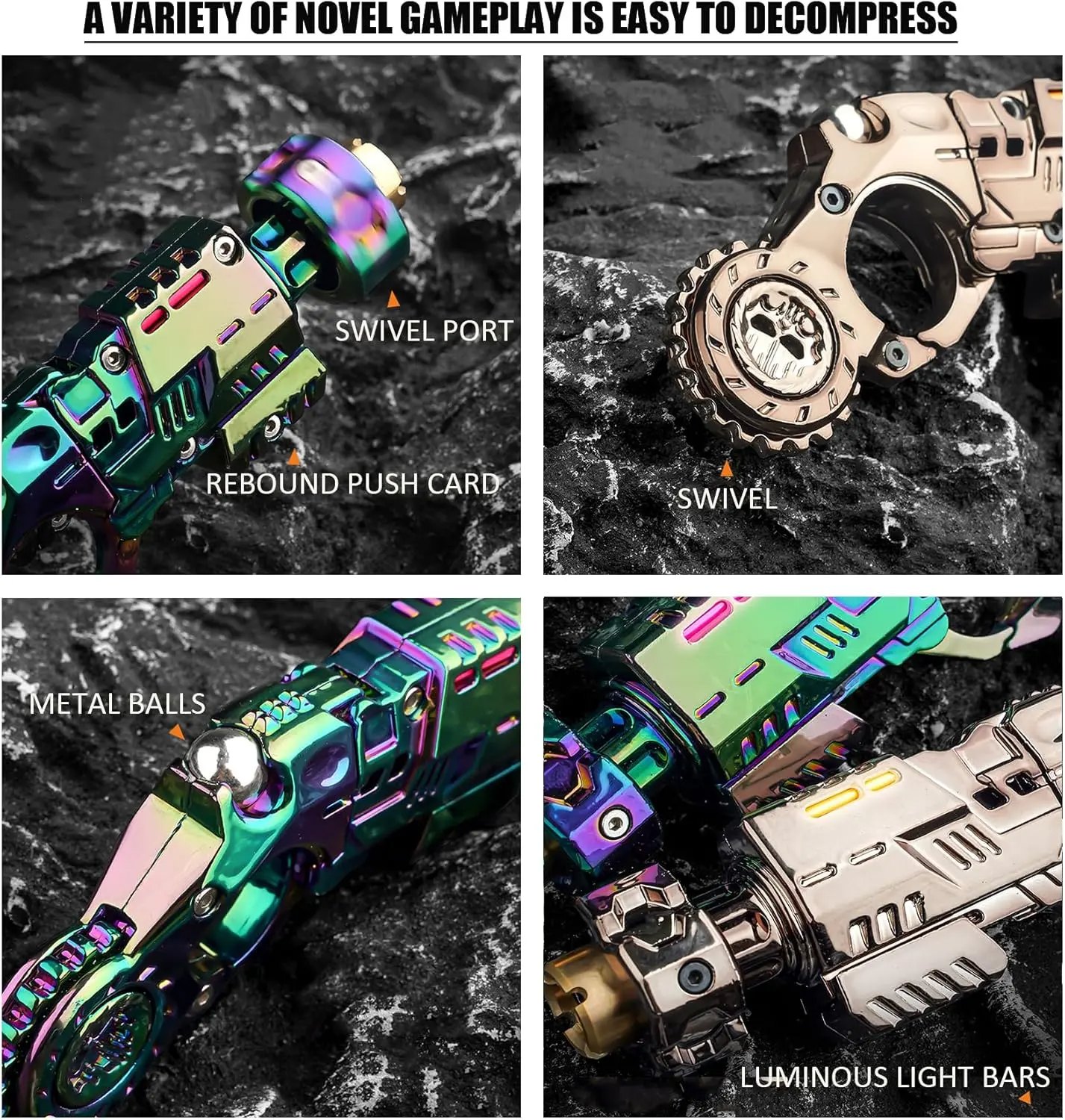 LAKEMID Futuristic Metal Fidget Toy 4.72 Inch EDC Anxiety Relief Cyberpunk Design