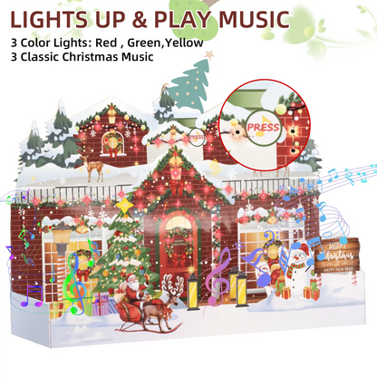 LAKEMID Christmas Greeting Cards 3D Pop-Up Musical Lights 3 Melodies Flashing