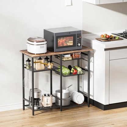 LAKEMID Kitchen Bakers Rack 3-Tier Microwave Stand with Storage