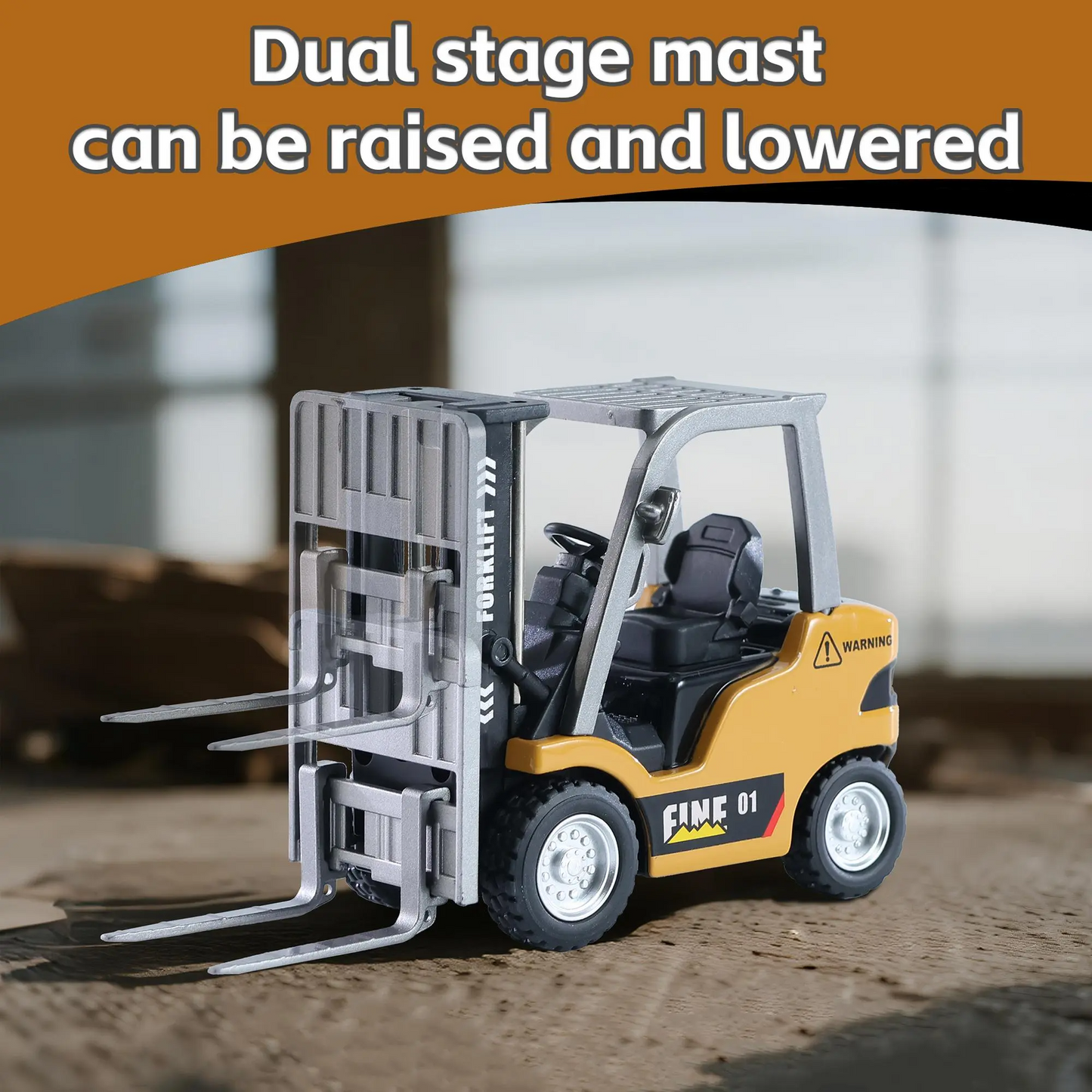 LAKEMID 1/64 Mini Forklift & Remote Control Excavator Full-Proportion Toy Set