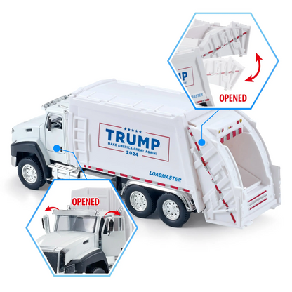 LAKEMID Donald Trump The 47th President Pull-Back Garbage Truck Model 1:50