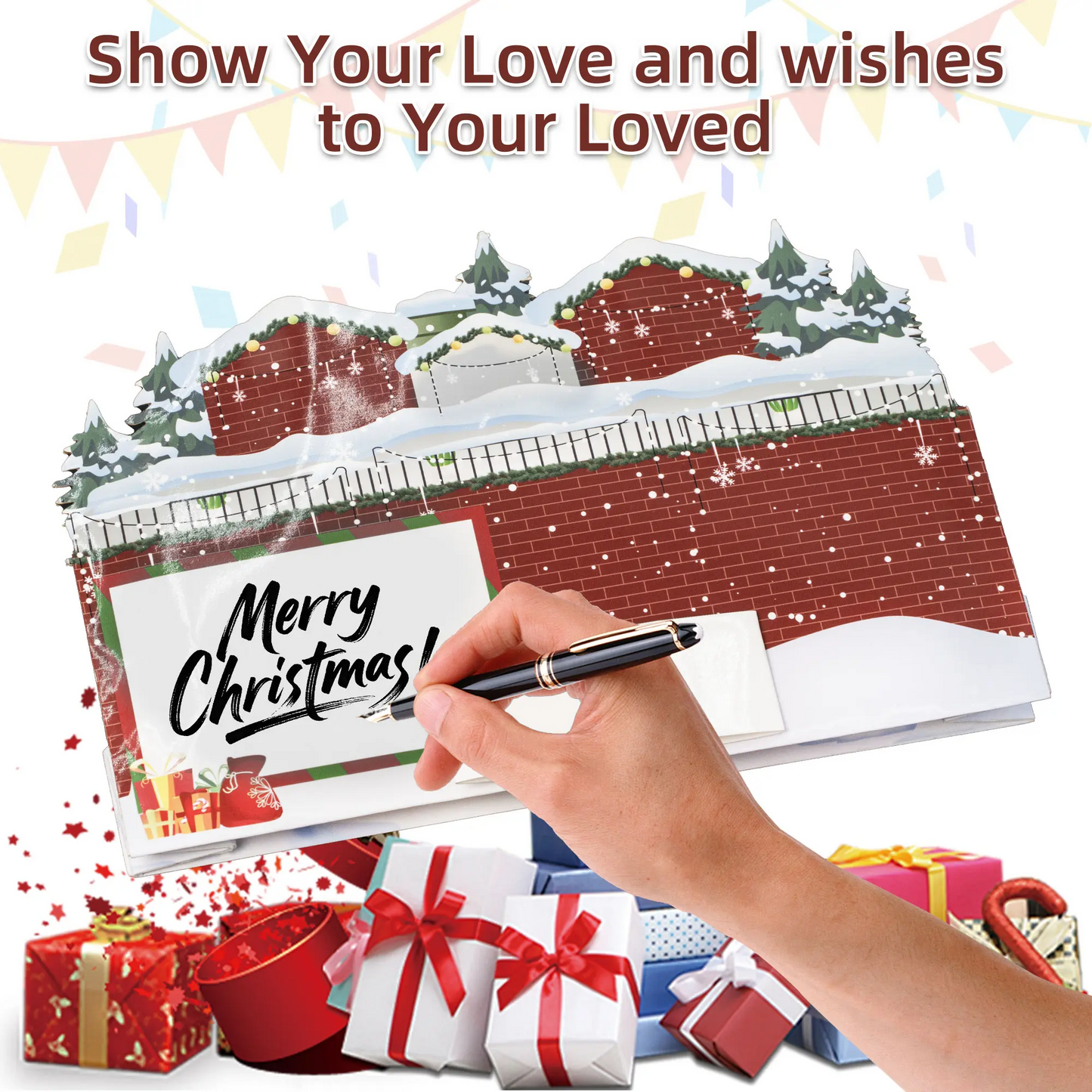 LAKEMID Christmas Greeting Cards 3D Pop-Up Musical Lights 3 Melodies Flashing