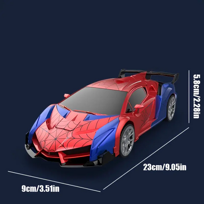 LAKEMID Spider-Man Transform Robot RC Car One-Button Deformation 360 Drifting LED Lights
