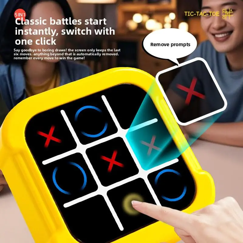 LAKEMID 5-in-1 Electronic Tic Tac Toe Game Portable Educational Toy Gift