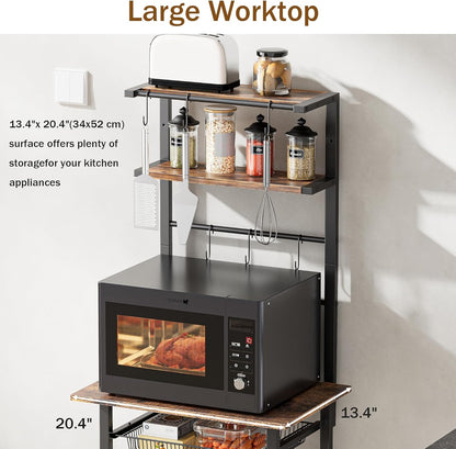 LAKEMID Kitchen Bakers Rack 6-Tier Coffee Bar Station Microwave Stand with Storage