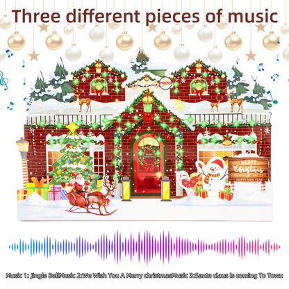 LAKEMID Christmas Greeting Cards 3D Pop-Up Musical Lights 3 Melodies Flashing