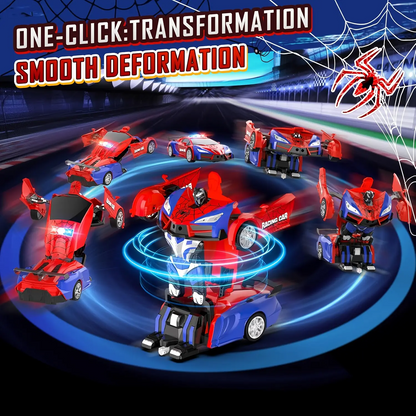 LAKEMID Spider-Man Transform Robot RC Car One-Button Deformation 360 Drifting LED Lights