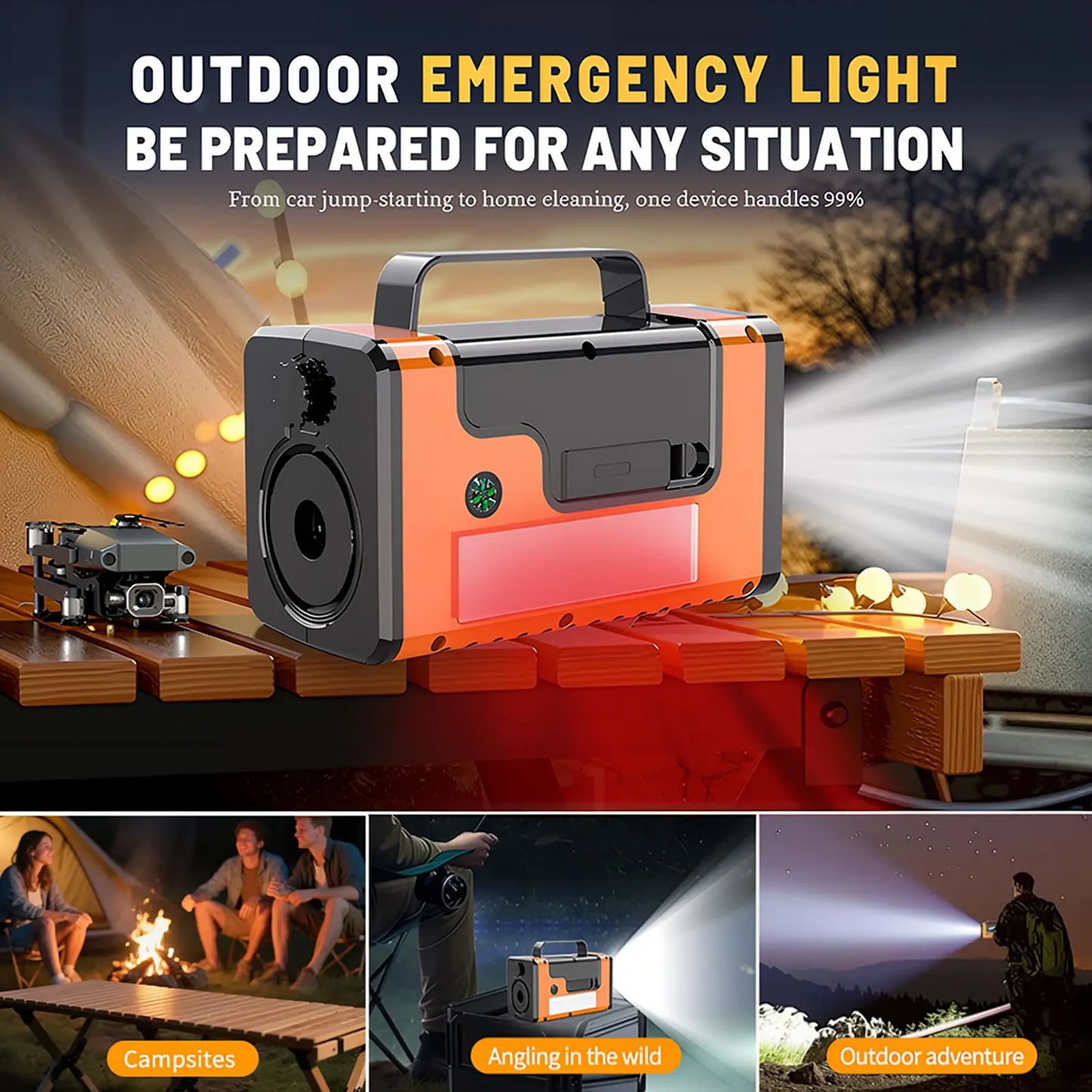 LAKEMID Portable Car Jump Starter 15000mAh 150 PSI Air Compressor 8-in-1 Emergency Kit