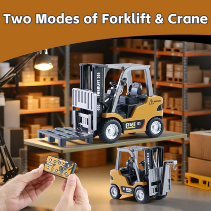 LAKEMID 1/64 Mini Forklift & Remote Control Excavator Full-Proportion Toy Set