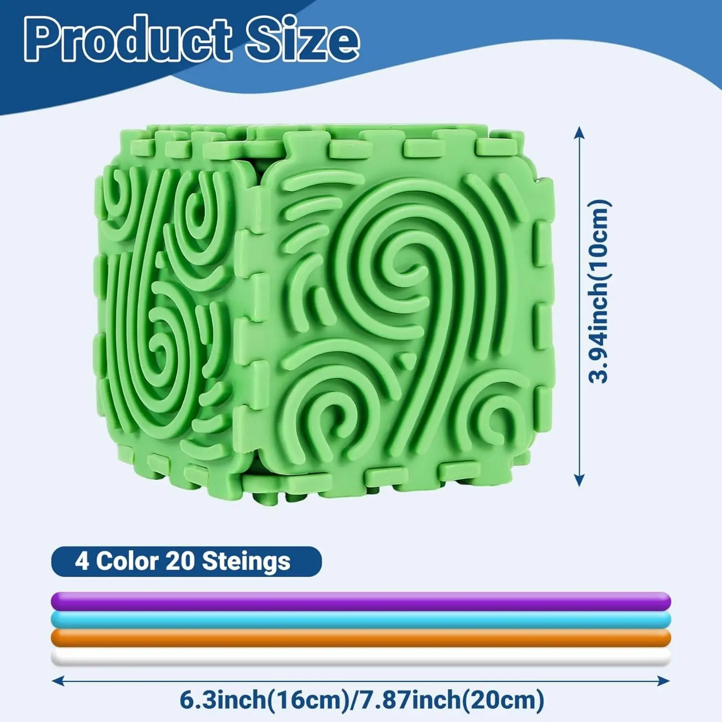 LAKEMID 3D Silicone 6-Sided Sensory Fidget Cube 20 Pull Strings