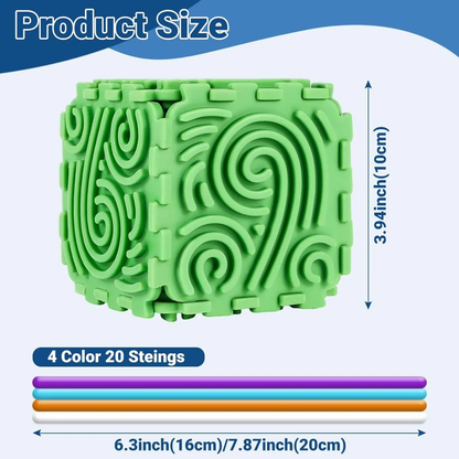 LAKEMID 3D Silicone 6-Sided Sensory Fidget Cube 20 Pull Strings