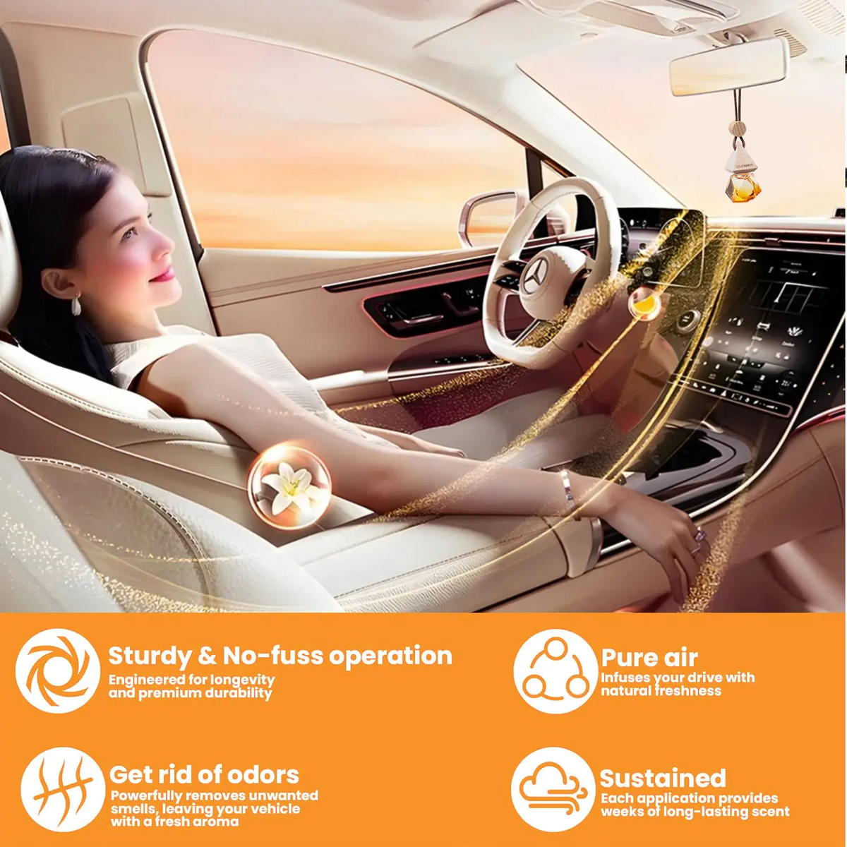LAKEMID Women's 3Pcs Diamond Car Air Freshener Essential Oil Diffuser