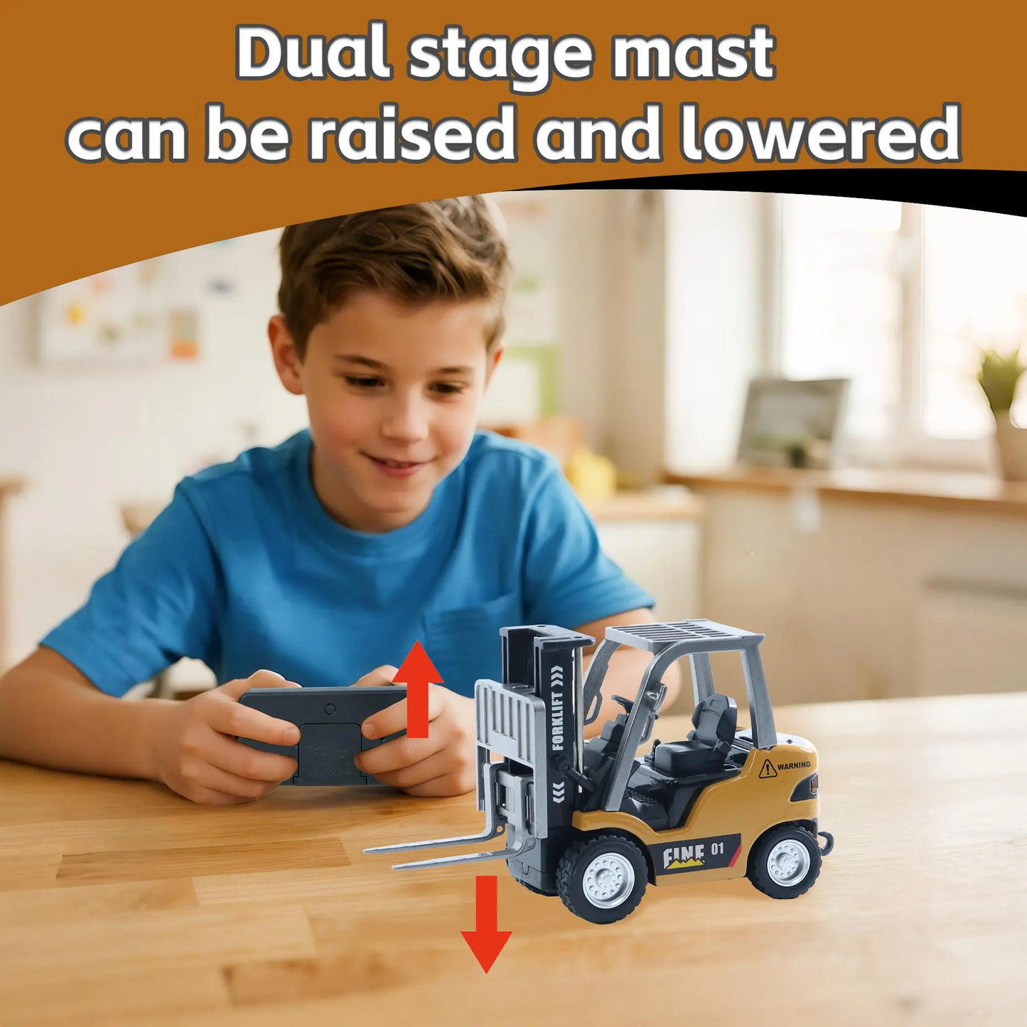 LAKEMID 1/64 Mini Forklift & Remote Control Excavator Full-Proportion Toy Set