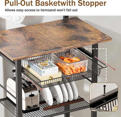 LAKEMID Kitchen Bakers Rack 6-Tier Coffee Bar Station Microwave Stand with Storage