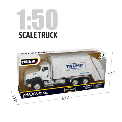 LAKEMID Donald Trump The 47th President Pull-Back Garbage Truck Model 1:50