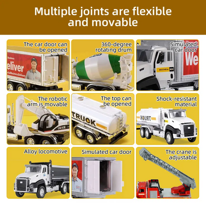 LAKEMID 3-in-1 Die-Cast Metal Model Car Set 1:50 Scale Construction Vehicles