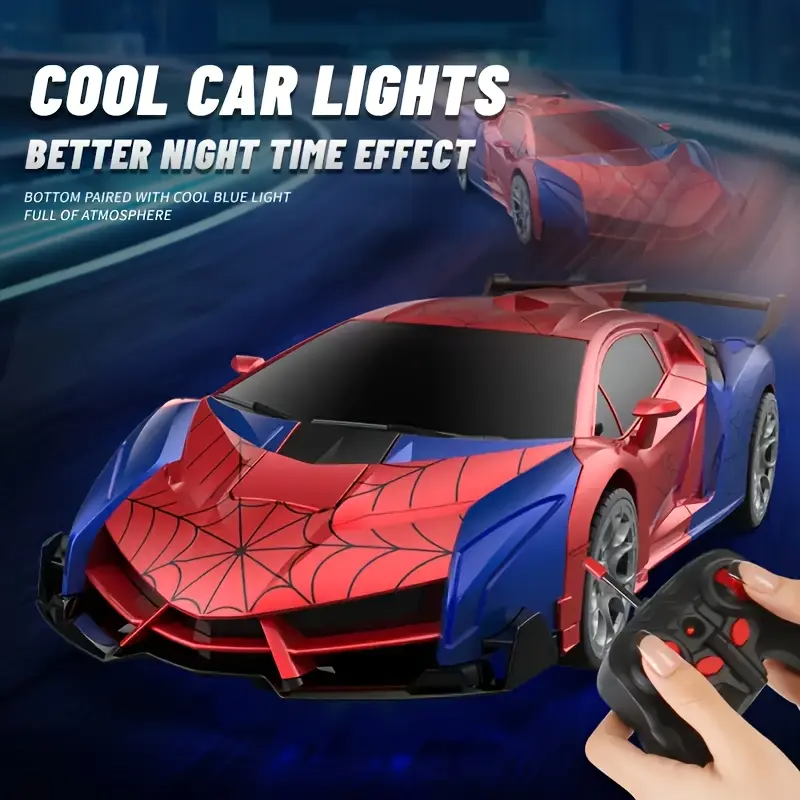 LAKEMID Spider-Man Transform Robot RC Car One-Button Deformation 360 Drifting LED Lights