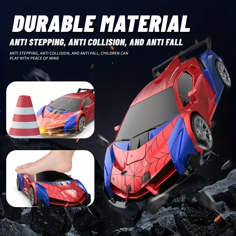 LAKEMID Spider-Man Transform Robot RC Car One-Button Deformation 360 Drifting LED Lights