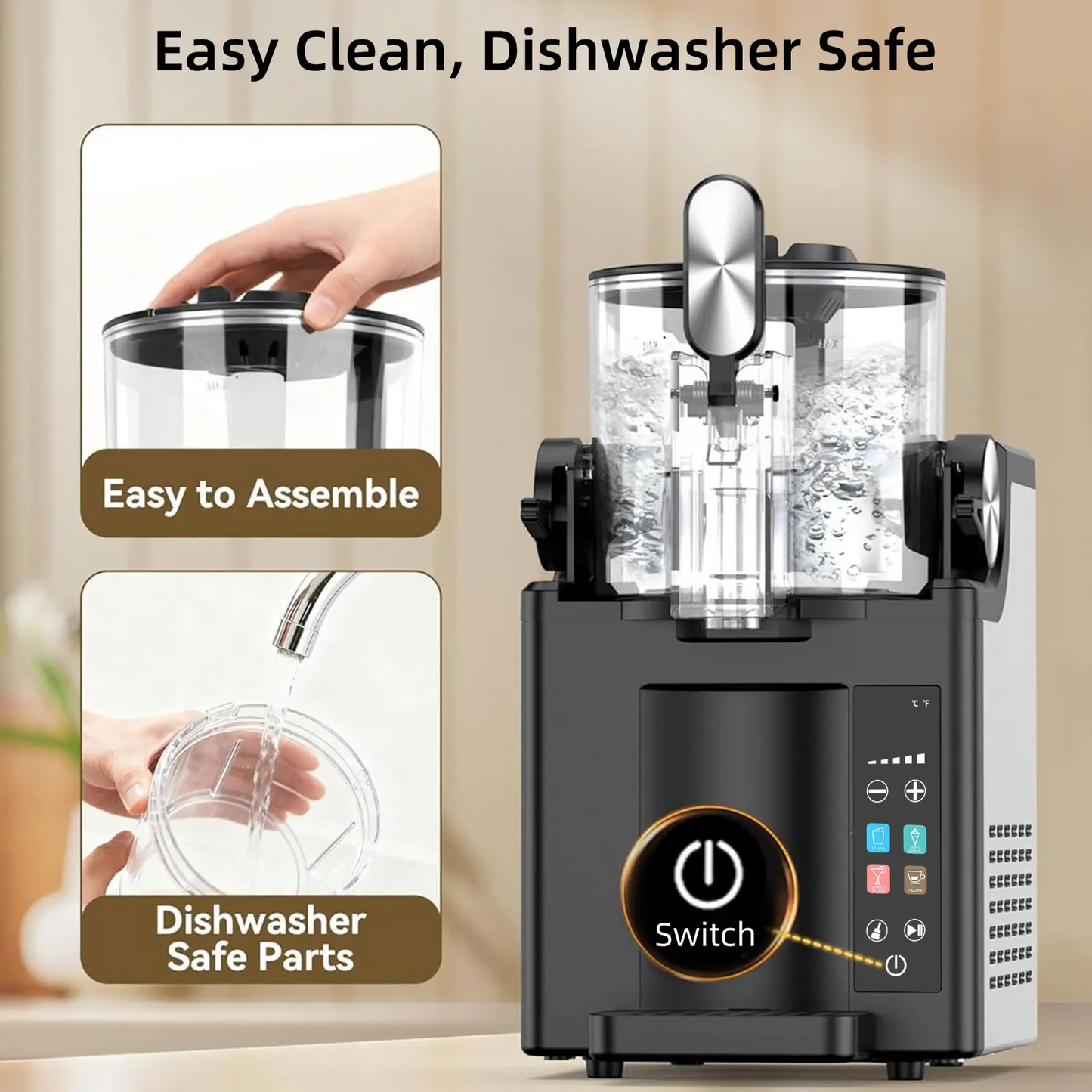 LAKEMID 2-in-1 Slushie & Ice Cream Maker 64oz LED Display Auto Clean
