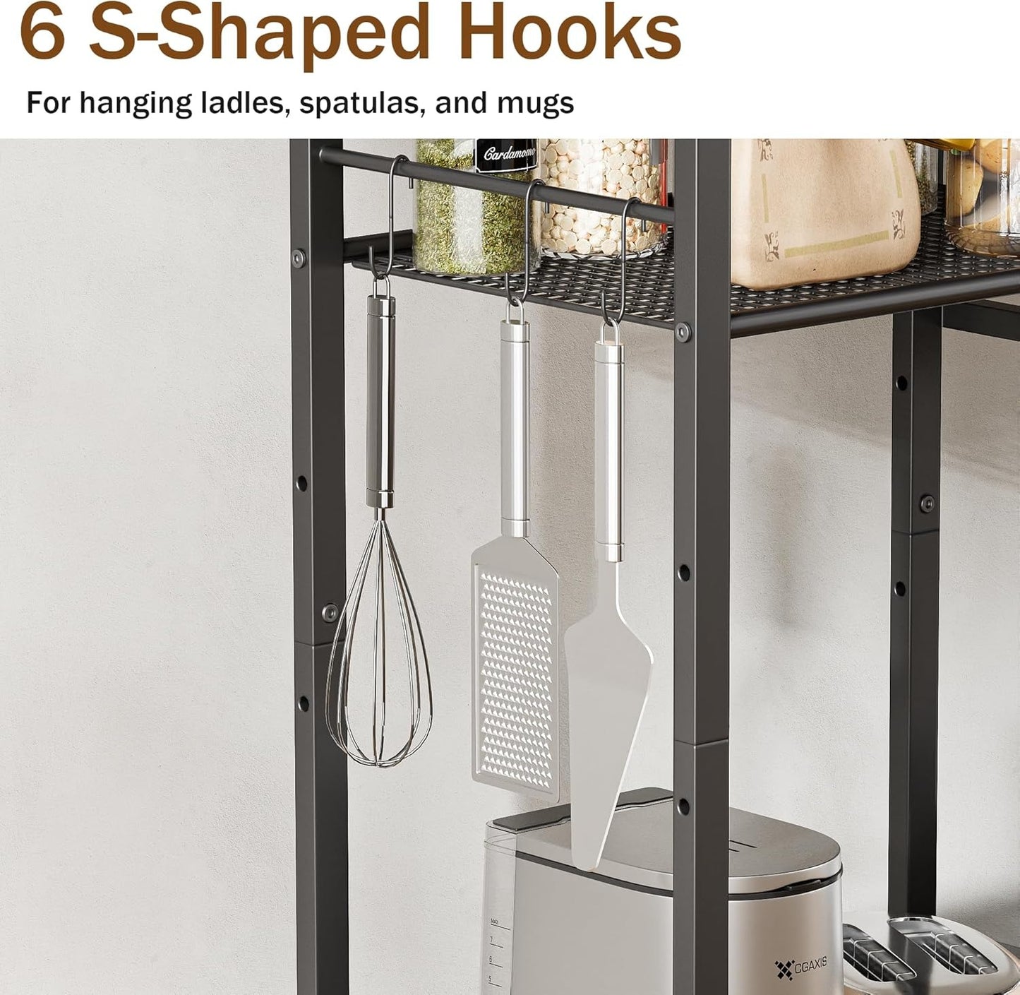 LAKEMID Kitchen Bakers Rack 3-Tier Microwave Stand with Storage