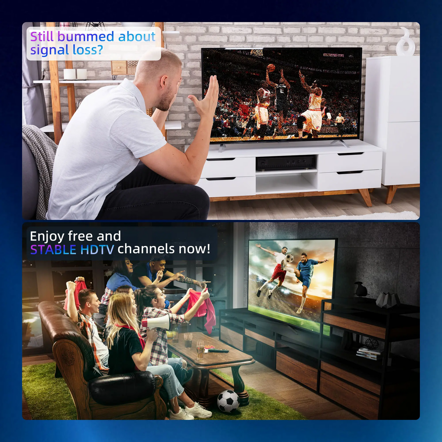 LAKEMID 4K Smart TV Antenna 360° Amplified HD Local Channels No Fees