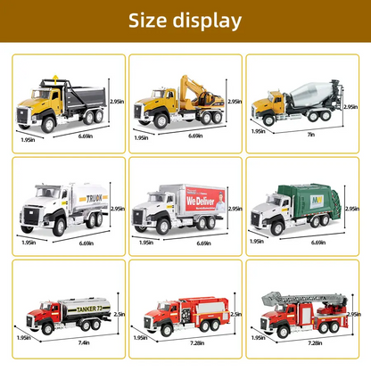 LAKEMID 3-in-1 Die-Cast Metal Model Car Set 1:50 Scale Construction Vehicles