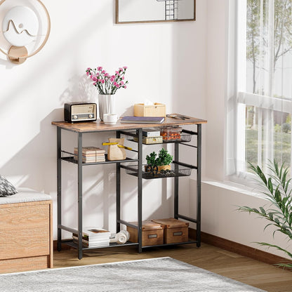 LAKEMID Kitchen Bakers Rack 3-Tier Microwave Stand with Storage