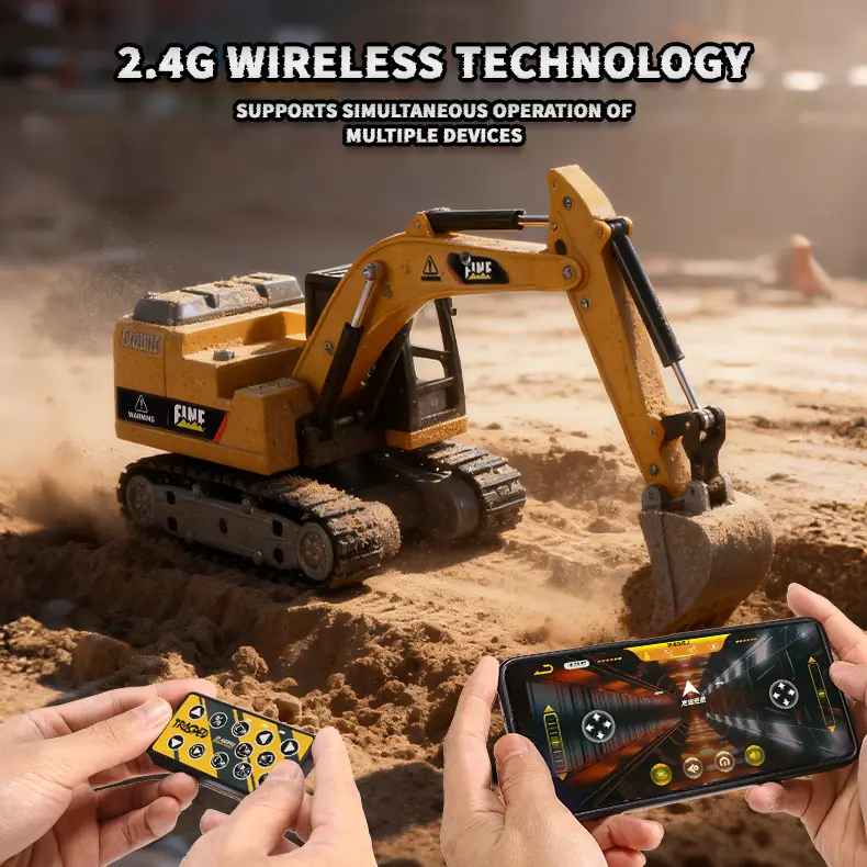 LAKEMID 1/64 Mini Forklift & Remote Control Excavator Full-Proportion Toy Set