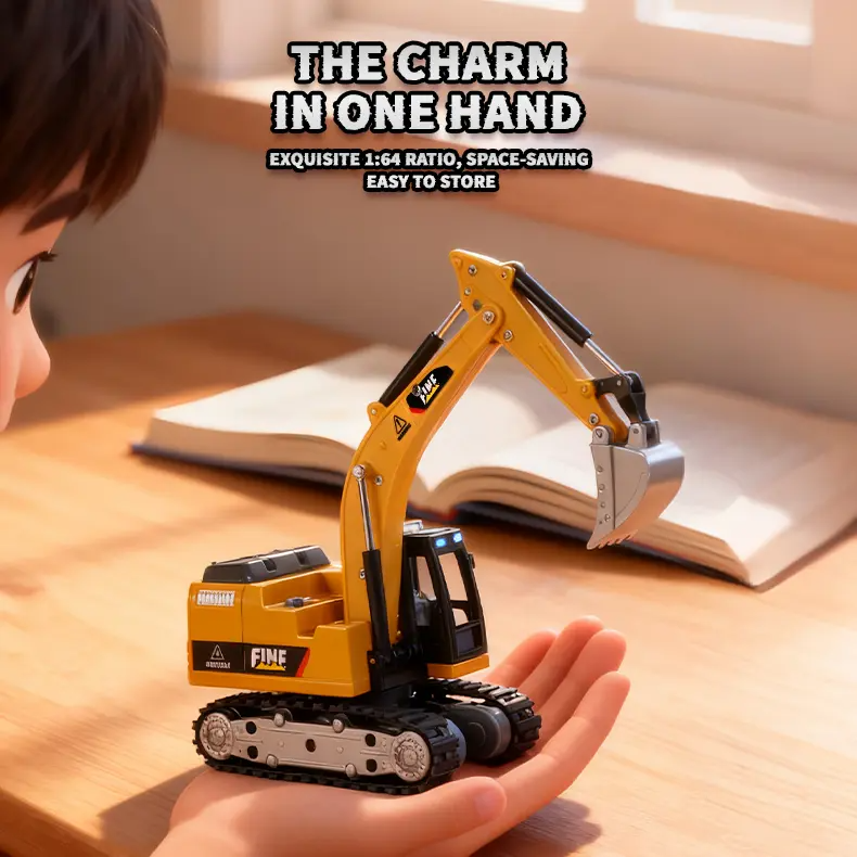 LAKEMID 1/64 Mini Forklift & Remote Control Excavator Full-Proportion Toy Set