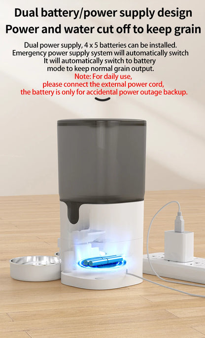 PAPIFEED cat double bowl smart automatic feeder cat food dog food pet food dispenser 7L large capacity connect wifi timer dosing