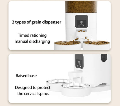 PAPIFEED cat double bowl smart automatic feeder cat food dog food pet food dispenser 7L large capacity connect wifi timer dosing