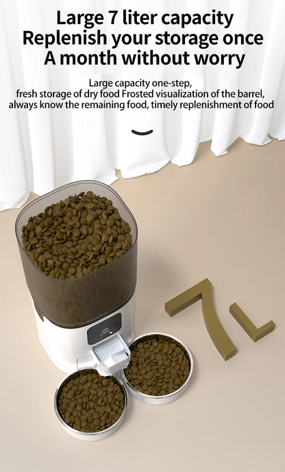 PAPIFEED cat double bowl smart automatic feeder cat food dog food pet food dispenser 7L large capacity connect wifi timer dosing