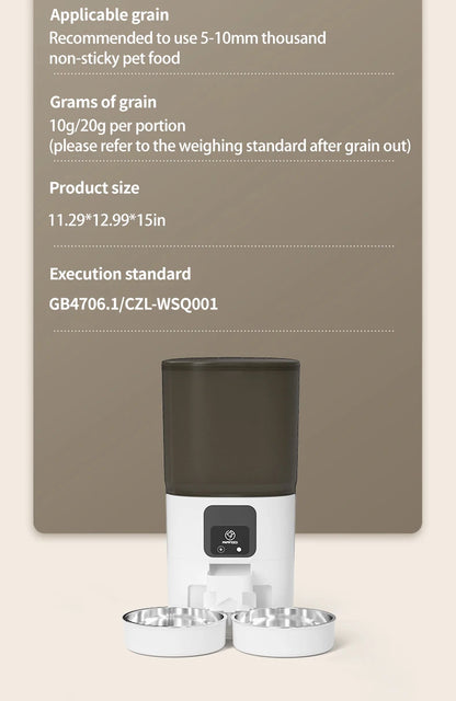 PAPIFEED cat double bowl smart automatic feeder cat food dog food pet food dispenser 7L large capacity connect wifi timer dosing